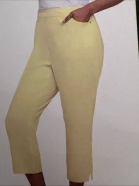 Mario Serrani Yellow/White Straight-Leg Capri